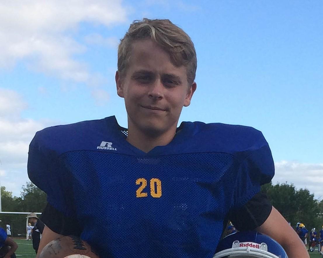 Sorensen practices hard every day after school in preparation for game day. Sorensen has played football only one month.