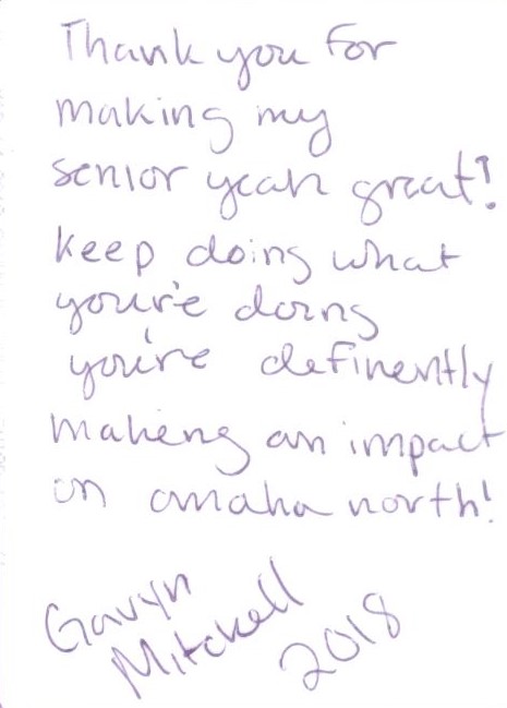 Message to Jackson on back of senior photo from former student, Gavyn Mitchell. 
Photo courtesty of John Jackson
