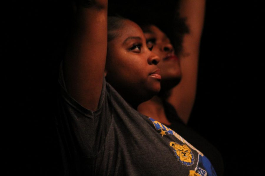 Kayleah Turner, 12, dances during the tribute to former North Counselor, Christopher Wiley, at the Black History Month Program on February 28th. 
Photo by Caitlin Pieters